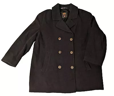 Gloverall Women's Double Breasted Pea Coat Charcoal Wool Jacket Size 16 • $60