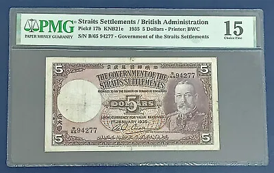 Straits Settlements 5 Dollars 1935 PMG 15 • $398.99