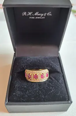 Effy 14K Yellow Gold Ruby & Diamond Band Ring • $1537.79