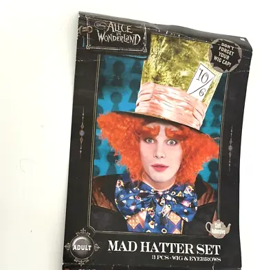 Disney Alice In Wonderland Mad Hatter Mannequin Wig & Eyebrows Costume Set • $24