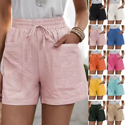 UK Size Womens Ladies Summer Beach High Waist Holiday Pockets Hot Pants Shorts • £9.49