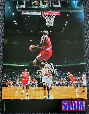 Michael Jordan REVERSE DUNK 1996 Chicago Bulls V Heat SLAM Magazine 16x22 POSTER • $26.99