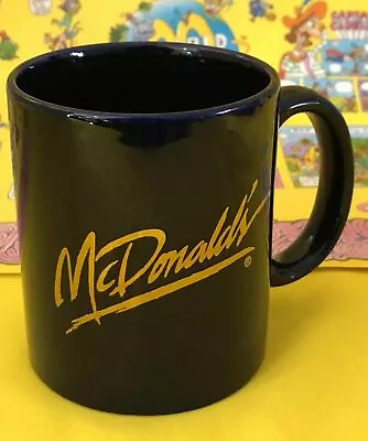 McDonald's Dark Blue Coffee Mug Gold Script Logo Vintage Advertising Coffee Cup  • $18.99