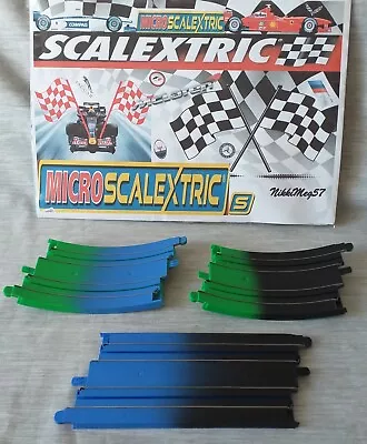 Micro Scalextric Track Short Straight 6  & Short Uplifts X2 L7563  1:64 PreLoved • £4.99