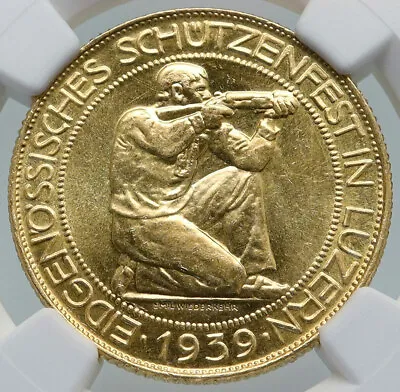 $5398.80 • Buy 1939 B SWITZERLAND LUCERNE Large Antique Swiss Gold 100 Francs Coin NGC I87195