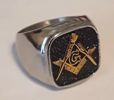 Vintage Silver Masonic Ring Size 10 Master Mason Black Face Freemason  • $12.99