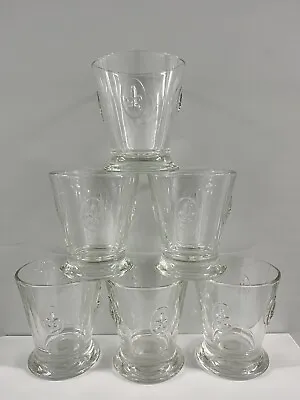 Set Of 6 La Rochere France Footed Glasses~  Fleur De Lis  Design • $55.80