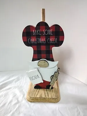 Rae Dunn Paper Towel Holder Bake Some Christmas Cheer Wooden Stand Chef Gnome  • $48