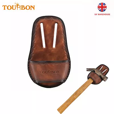 TOURBON Leather Hammer Holster Workshop Tool Carrier Pouch For Belt Brown UK • £13.99