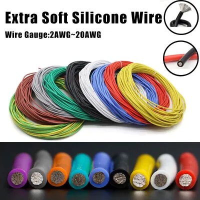 Silicone Rubber Cable Tinned Copper Wire Extra Soft Silicone Rubber 2 3 4 ~20AWG • £6.91