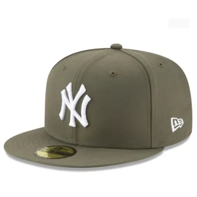 MLB New York Yankees NY 59FIFTY 5950 Men's Fitted New Era Hat Cap Olive White • $37.99