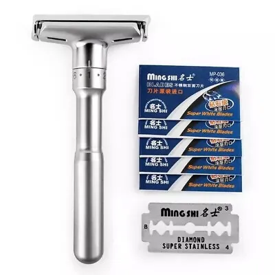 Adjustable Double Edge Safety Razor Best Quality Stainless Steel Brushed Chrome • $17.90