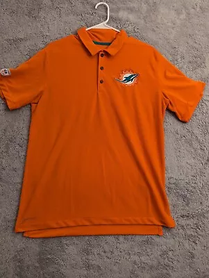 Miami Dolphins Polo Shirt Mens Large Nike NFL Equipment Training Dri Fit Logo L • $22.95