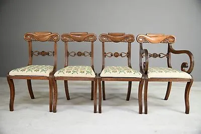 Set 4 Antique Regency Mahogany Dining Chairs Carver Chair • £795