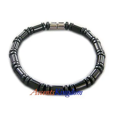 Accents Kingdom Men's Stylish Magnetic Hematite Cylindrical Bead Bracelet • $16.14