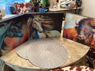 3 Gilicee Horse &bull Paintings Signed By Artist Marcia Baldwin 16x12 • $49.99