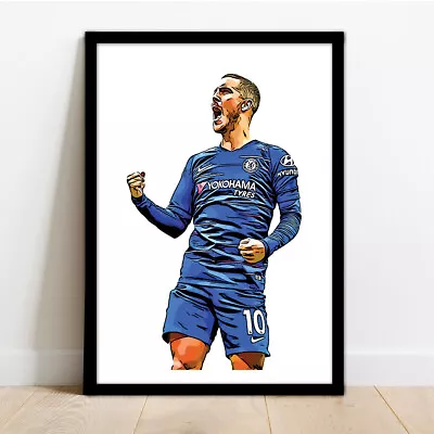 Chelsea - Eden Hazard - Framed Illustration Art Print Poster • £14.99