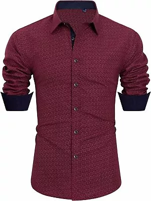 J.VER Men's Printed Dress Shirts Casual Long Sleeve Stylish Button Down Shirt • $71.13