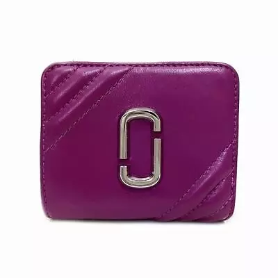 Marc Jacobs Authentic The Glam Shot Mini Bifold Wallet Women Used Purple Leather • $181.44