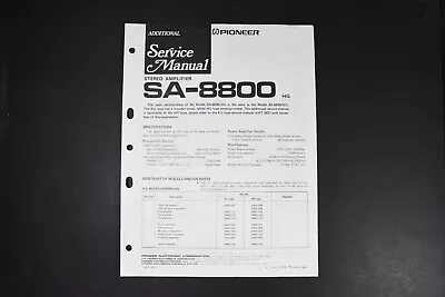 Pioneer SA-8800 Stereo Amplifier Thin Service Manual - Genuine Original • $9.99