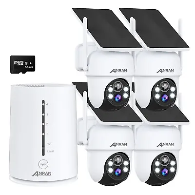 ANRAN 4MP Wireless Security Camera System Solar Powered PTZ Outdoor PIR NVR 64GB • £249.99