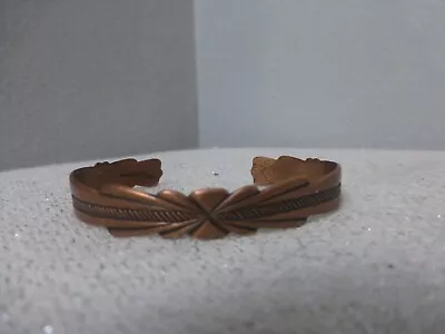 Vintage SOLID COPPER Cuff Bracelet Southwestern Design Signed By Bell Trading • $15.99