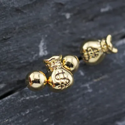 New Women 18K GOLD Filled Cute Money Bag Ball Beads Stunning Stud Earrings Set • $6.43