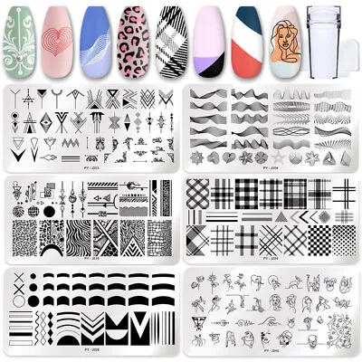 Scraper Set 1-8pcs Nail Art Template Stamper Halloween Stamping Plate Lace Stamp • £2.39