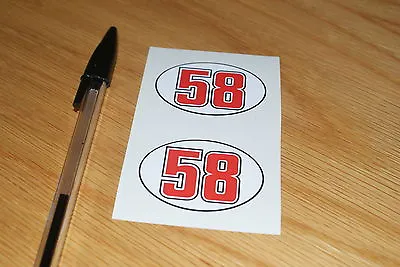 Marco Simoncelli Number 58 Visor Stickers (Pair) • $3.73