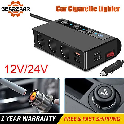 3 Way 12V 24V Multi Socket Car Cigarette Lighter Splitter USB Charger Adapter AU • $25.99