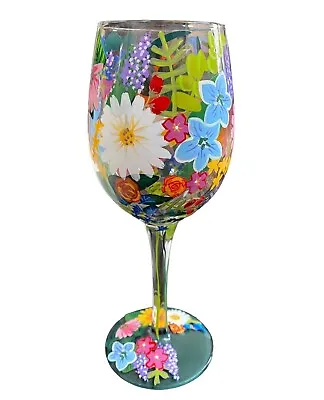 Lolita Wildflowers HandPainted Wine Glass Flowers Sunflowers Goblet Daisy • £28.88