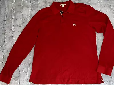 Men Sz XL X-large Burberry Brit LongSleeve Polo Shirt Nova Check Knight Logo Top • $39.99