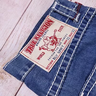 Mens TRUE RELIGION World Tour  Billy Super T Jeans Made In USA 32x32 (35.5x32.5 • $43