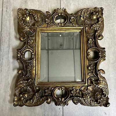 Antique Soandrel Framed Gold Painted Wall Mirror Ornate 17.5x15.5” • $0.99