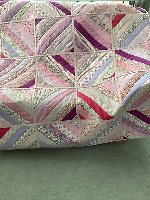 Handmade Patchwork  String  Quilt/throw 50” X 62” • £30