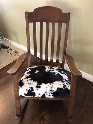 Mission Oak Rocking Chair  Faux Cowhide Plush Refurbished • $349.99