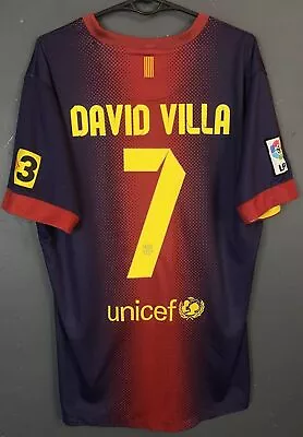 David Villa Mens Nike Fc Barcelona 2012/2013 Soccer Football Shirt Jersey Size L • £194.42