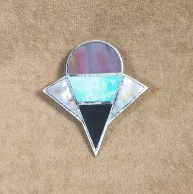 Vintage Inlay Turquoise Onyx Abalone Sterling Silver Native American Bolo • $34.99