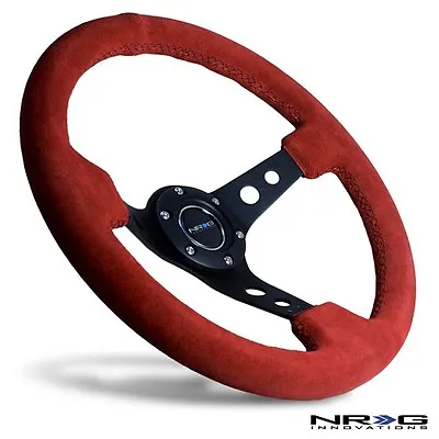 NRG Steering Wheel 3  Deep Dish Red Suede With Black Stitch / Stiching 350mm • $117.50