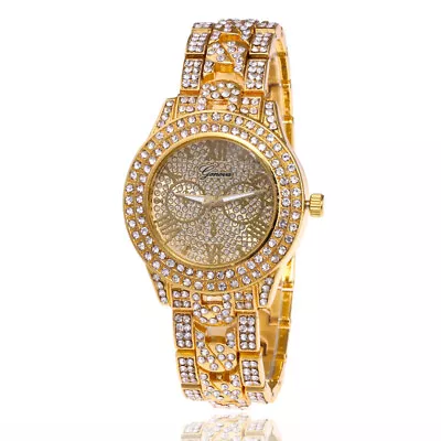  Stylish Bling Wrist Watch Fashion Wristwatch Mens Women Luxury Gold Silver Tone • $12.99