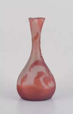 Emile Gallé. Rare Early Art Glass Vase Decorated With Flowers In Orange/red • $1590