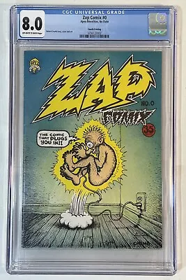 ZAP COMIX #0 CGC 8.0 Robert Crumb Story Cover & Art Fourth Print No Date APEX • £72.31