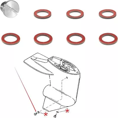 8 Pack Drain Plug Screw & Gasket Kit For Mercruiser 10-79953A2 10-79953Q2 • $12.99