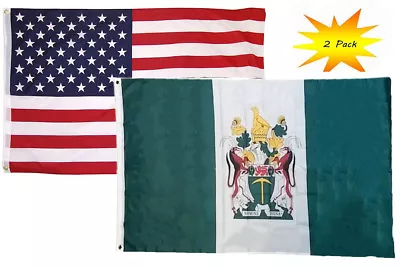 3x5 3’x5’ Wholesale Set (2 Pack) USA American & Rhodesian Rhodesia Flag Banner • $28.26