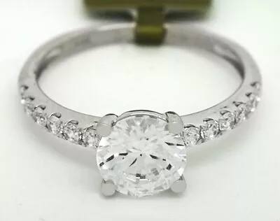 $174.98 • Buy WHITE SAPPHIRE 1.30 Cts   ENGAGEMENT RING 14K WHITE GOLD ***NEW WITH TAG****