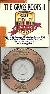 THE GRASS ROOTS II Vintage Gold LIMITED RARE MINI 3 INCH CD Single 1989 USA CD3 • $24.99