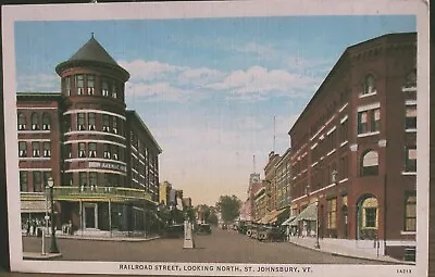 St. Johnsbury Vt - Railroad Street Looking North -Posted 1936-Franklin Stamp • $4.50