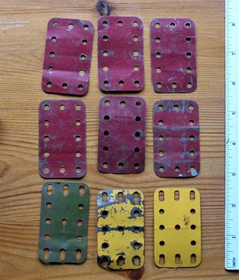 £4 • Buy Vintage Job Lot Of 9 Meccano Various Flexible Rectangular Plates 5 By 3 Holes