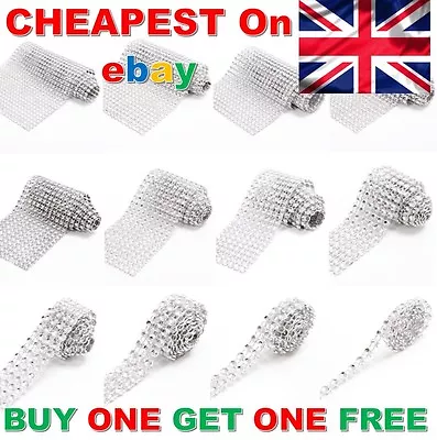£0.99 • Buy *1M* SILVER Diamante Rhinestone Sparkling Diamond Wedding Cake Trim Ribbon Mesh