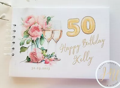 Personalised Ladies 21st 30 40 50 + 60th Birthday Guest Book / Photo Scrapbook • £16.99